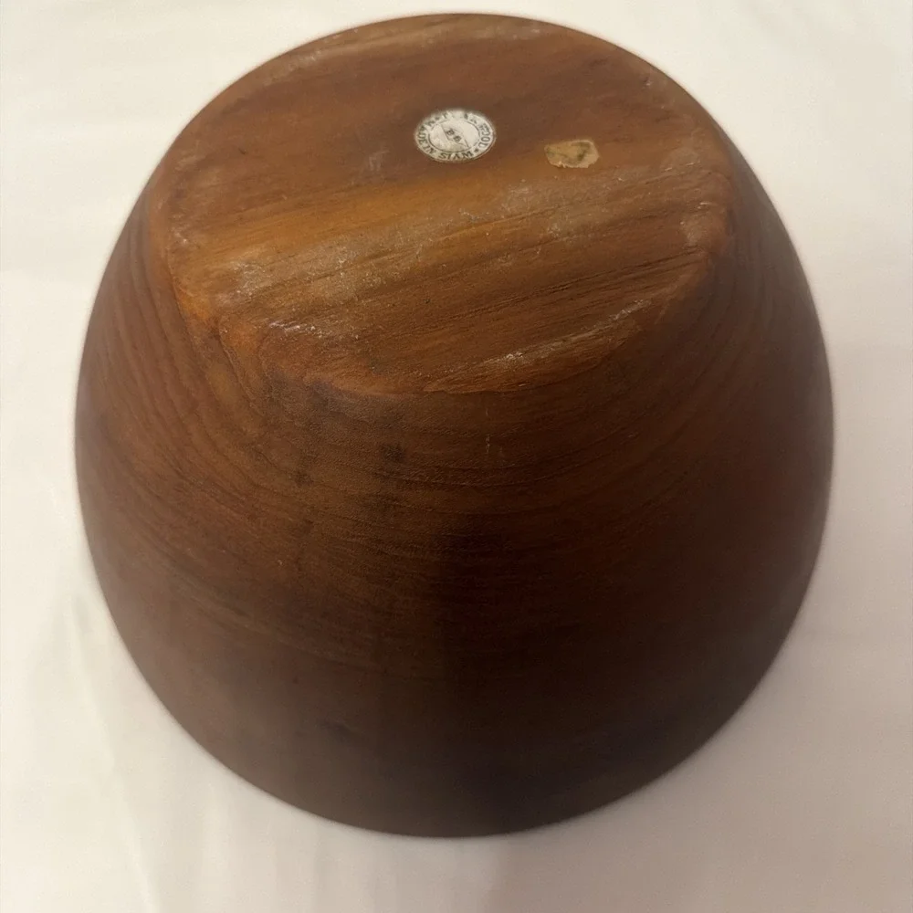 Vintage MCM  Solid‎ Teak Wood Salad Bowl  10